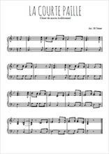 Téléchargez l'arrangement pour piano de la partition de La courte paille en PDF